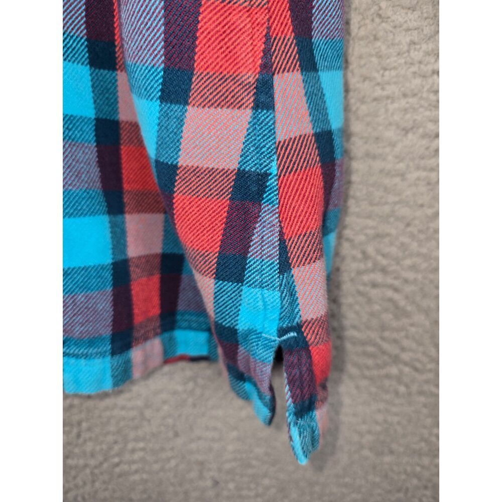 Patagonia Flannel Shirt Blue Red Plaid Size 10 Organic Cotton Outdoor Button Up - Picture 6 of 12